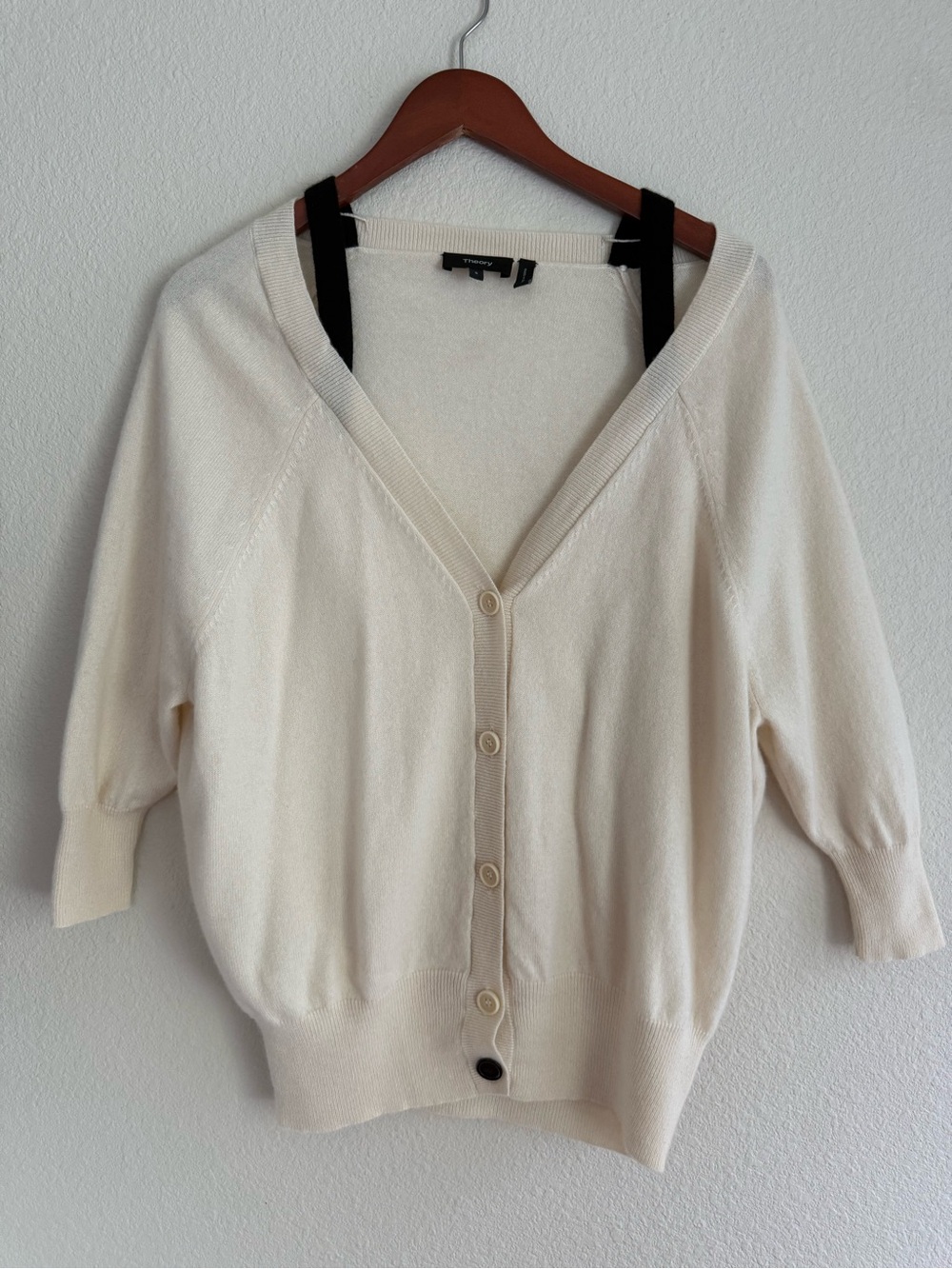 Theory Saline B 100% Cashmere Drop-Shoulder V-Neck Cardigan Sweater Size S